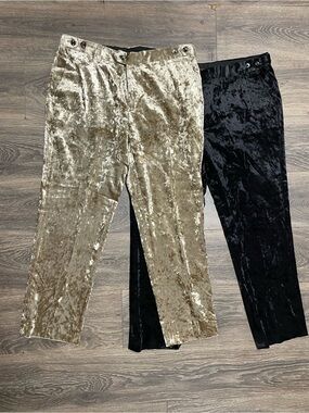 Men’s trouser Crushed Velvet Crop Pants in Gold and Black 36 x 32 bottom suit